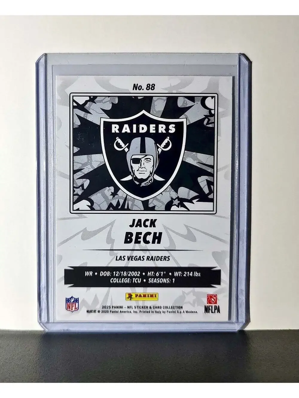 Jack Bech Rookie 2025 Panini NFL #88 Sticker Card Las Vegas Raiders
